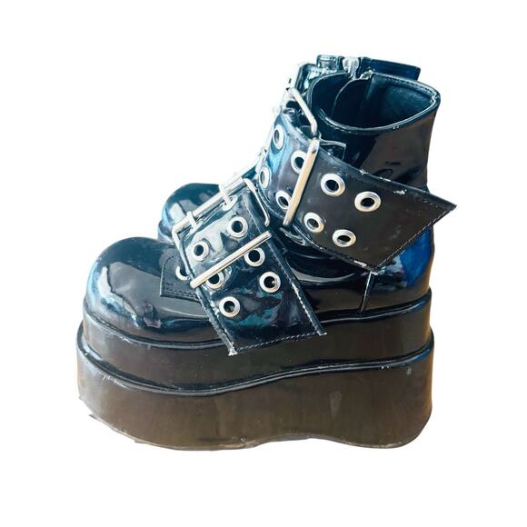 Demonia Shoes - Demonia Black Platform Boots Patent Leather Buckle Women’s Size 7 US BEAR 104